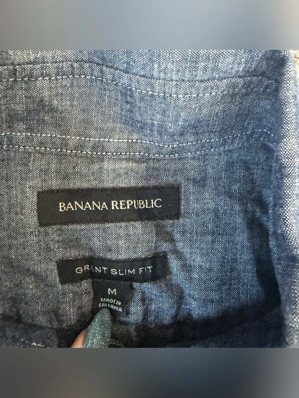 Banana Republic Shirt Men M Blue‎ Chambray Denim Grant Slim Fit Button Up Casual
